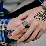 Saizen black vertical bar pendant with ring for boys and mens Jewellery