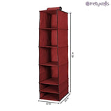Organizer- 6 Shelves Foldable Hanging Wardrobe Organizers, maroon Quirky Home Essentials