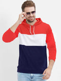 Men's Cotton Blend Color Block Full Sleeves Hoodie T-Shirt