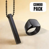 Saizen black vertical bar pendant with ring for boys and mens Jewellery