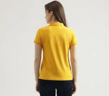 Womens Ketex Yellow Cotton Blend Polo Neck Tshirt