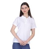 Womens Ketex White Cotton Blend Polo Neck Tshirt