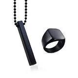 Saizen black vertical bar pendant with ring for boys and mens Jewellery
